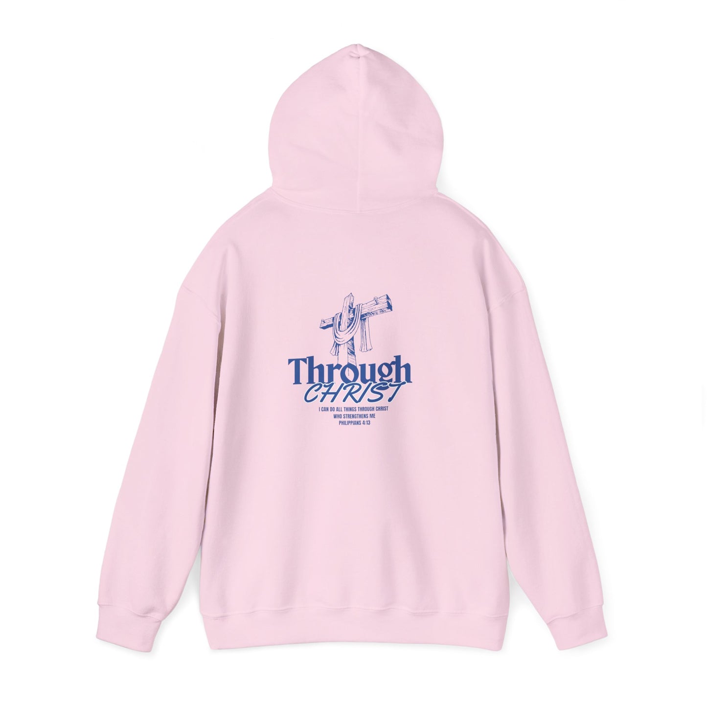 Through Christ Unisex Christian Hoodie | GV Gold Monogram Collection Philippians 4:13 Bible Verse Faith Streetwear Apparel