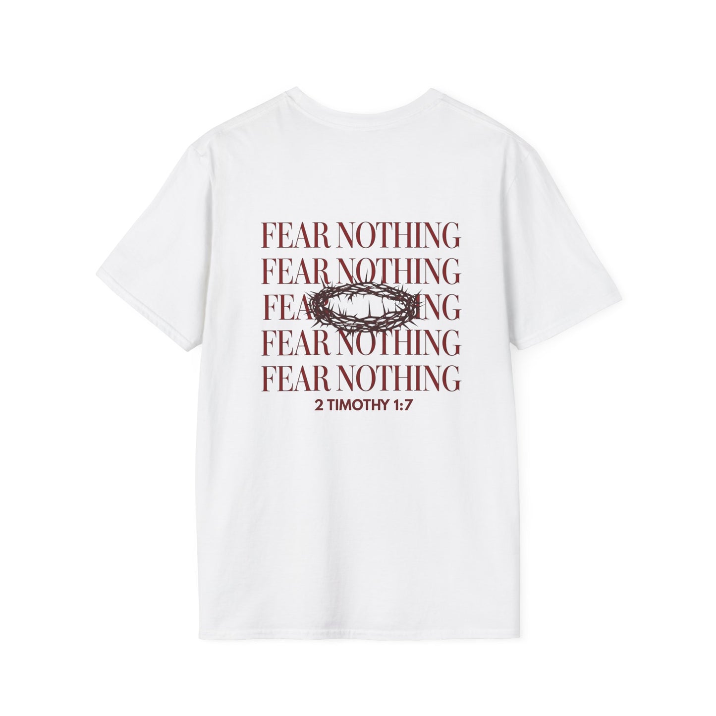 Fear Nothing Unisex Christian T-Shirt | GV Gold Monogram Collection Faith Over Fear  2 Timothy 1:7 Bible Verse Streetwear Apparel