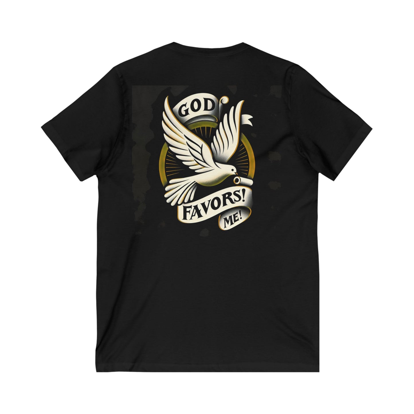 Inspirational Unisex V-Neck Tee - "God Favors Me" White font