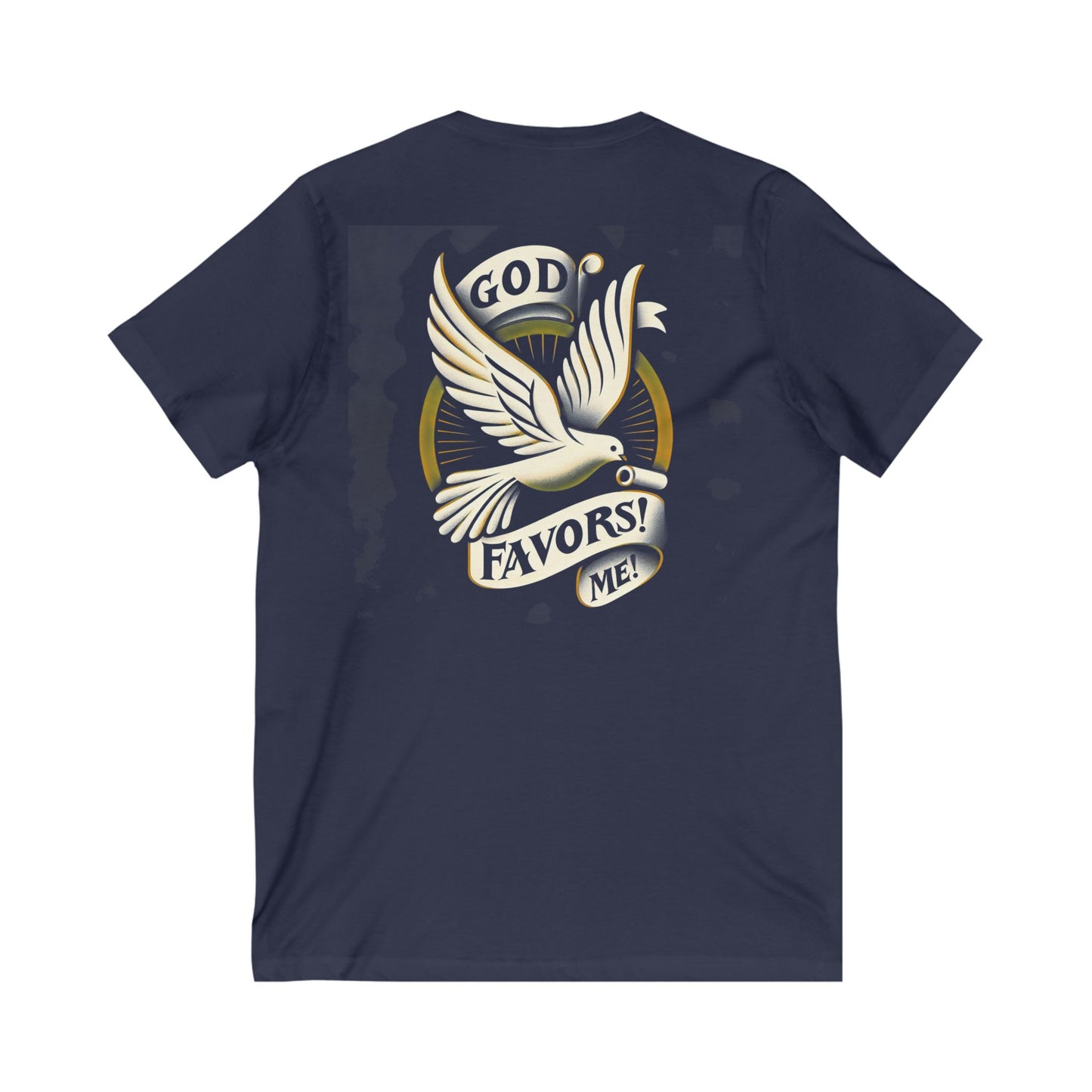 Inspirational Unisex V-Neck Tee - "God Favors Me" White font