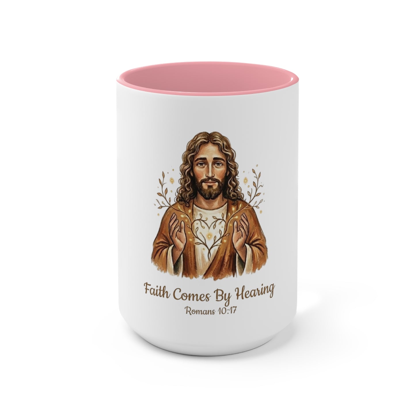 Faith-Based Christian Mug – Faith Comes By Hearing Jesus Coffee Cup | Encouraging Religious Gift for Christians | Inspirational Christian Drinkware