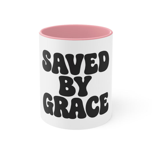 Christian Coffee Mug for Women – Saved By Grace Faith Mug | Inspirational Religious Gift for Moms, Friends, Sisters & Believers