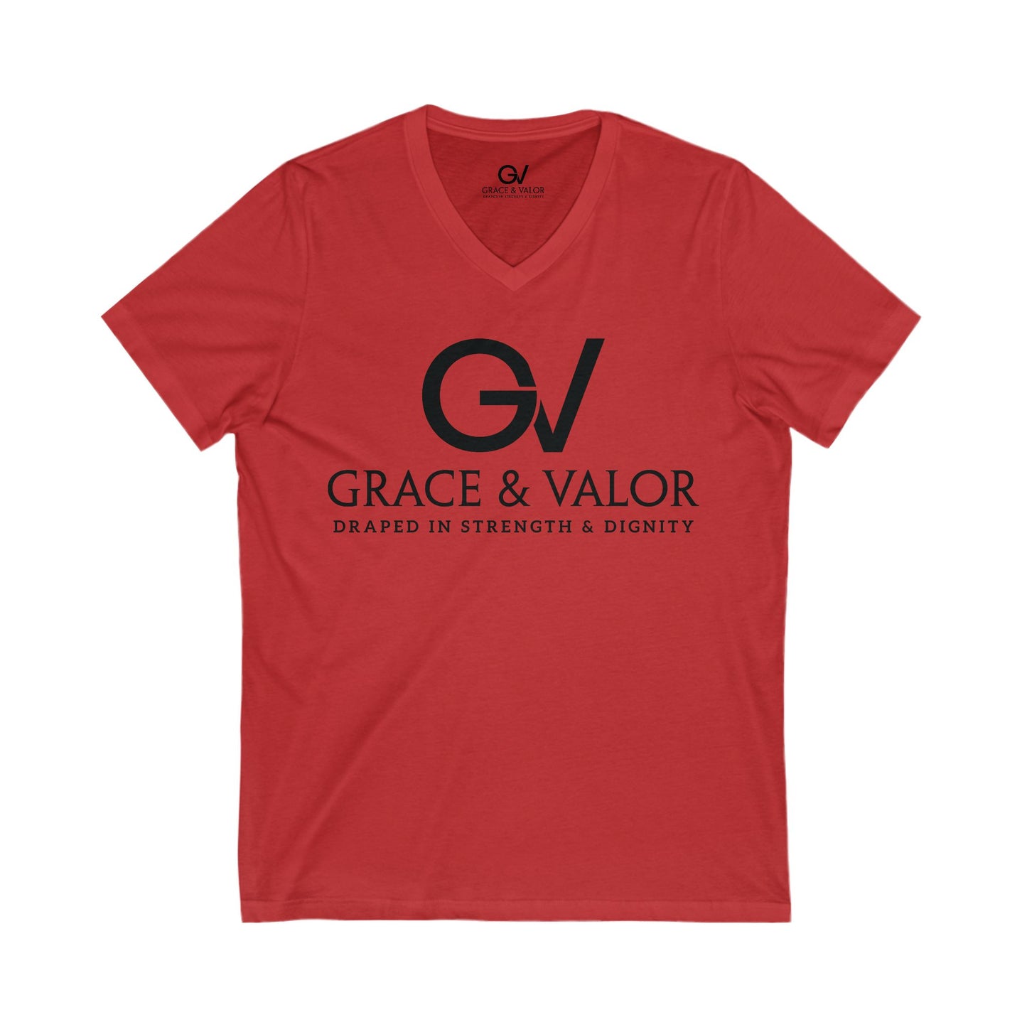 Inspirational Unisex V-Neck Tee - "God Favors Me" Blk font