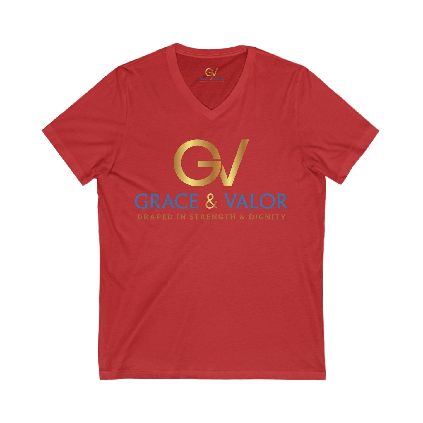 Inspirational Unisex V-Neck Tee - "God Favors Me" Gold Original Logo