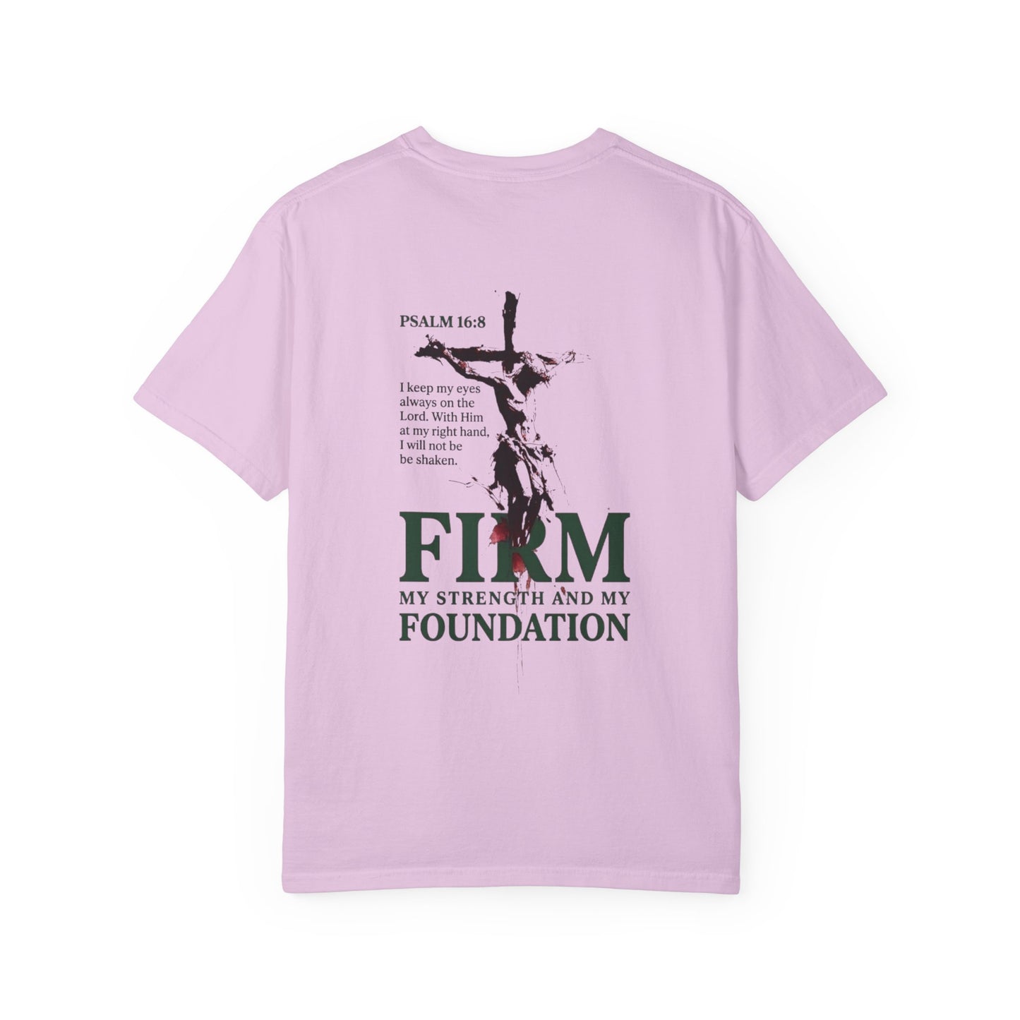 Firm Foundation Unisex Christian T-Shirt | GV Gold Monogram Collection Psalm 16:8 Bible Verse Faith Streetwear Apparel