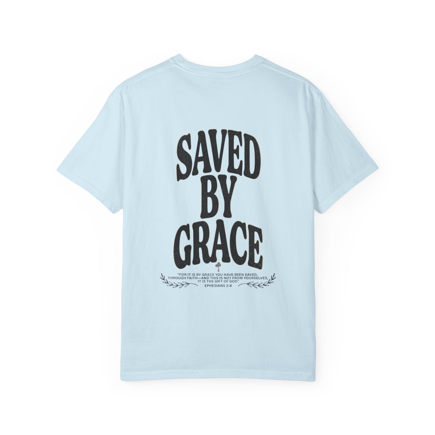 Saved by Grace Unisex Christian T-Shirt | GV Gold Monogram Collection Ephesians 2:8 Bible Verse Faith Streetwear Apparel