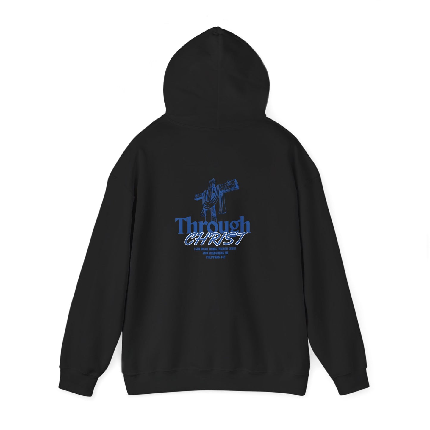 Through Christ Unisex Christian Hoodie | GV Gold Monogram Collection Philippians 4:13 Bible Verse Faith Streetwear Apparel