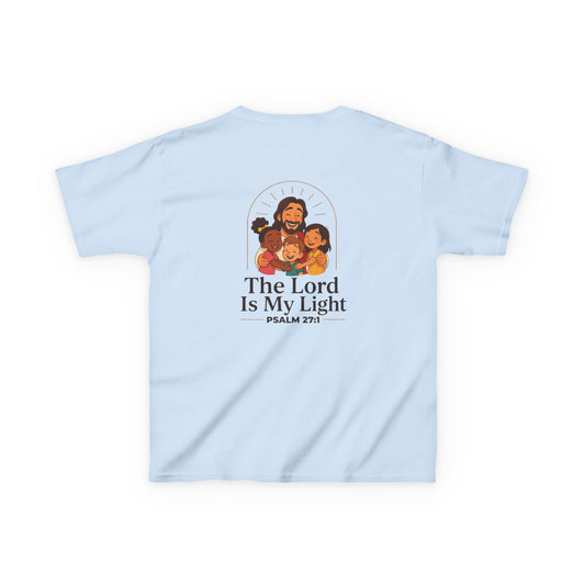 The Lord Is My Light Kids Christian T-Shirt | Psalm 27:1 Bible Verse Shirt Grace and Valor Collection Faith-Based Youth Apparel