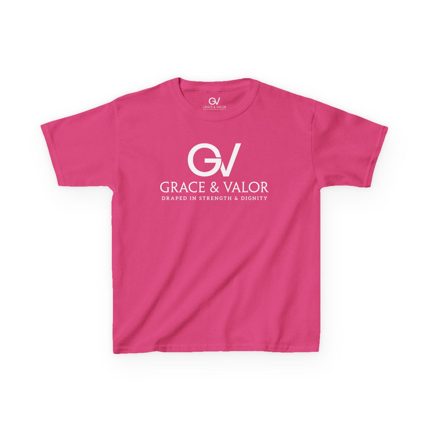 Kids Grace & Valor Tee White font total - God Favors Me Floral Design - Stylish Cotton Shirt
