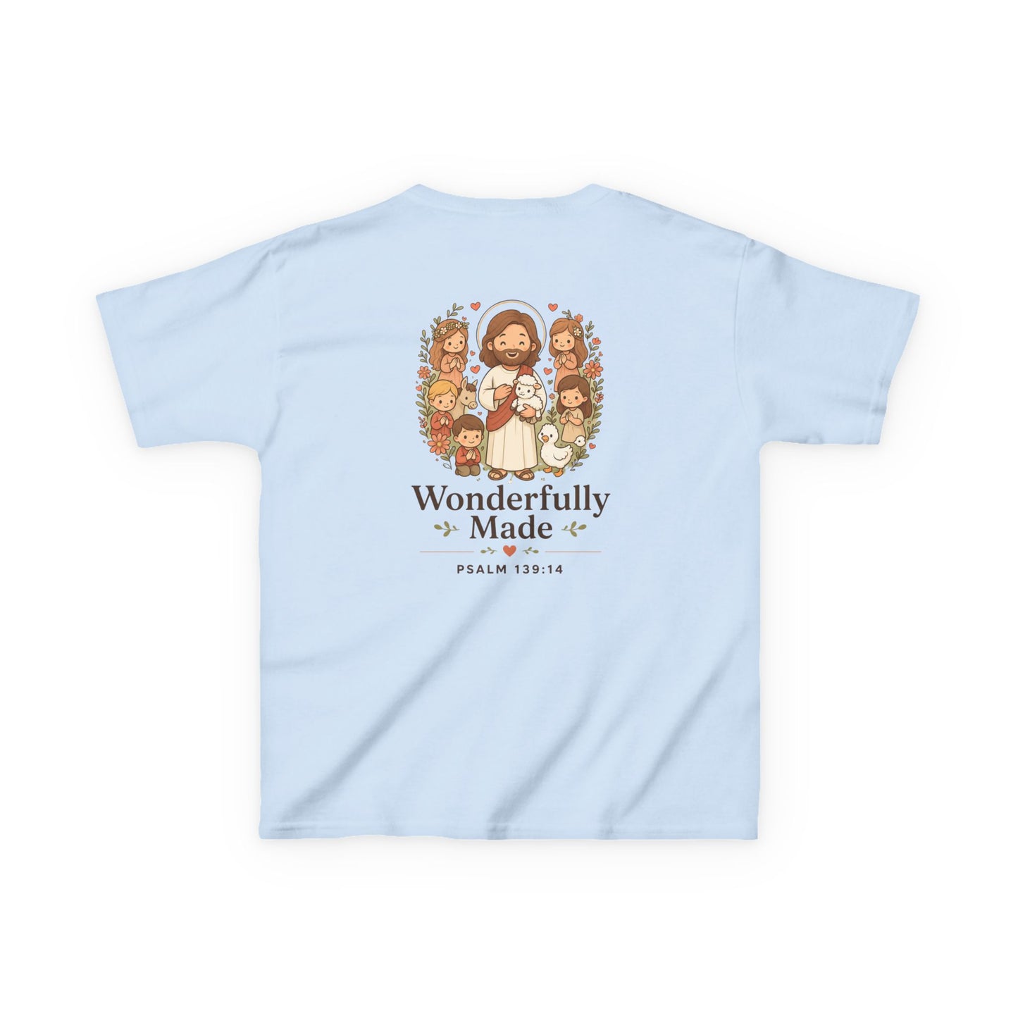 Wonderfully Made Kids Christian T-Shirt | Psalm 139:14 Bible Verse Shirt Grace and Valor Collection Faith-Based Youth Apparel