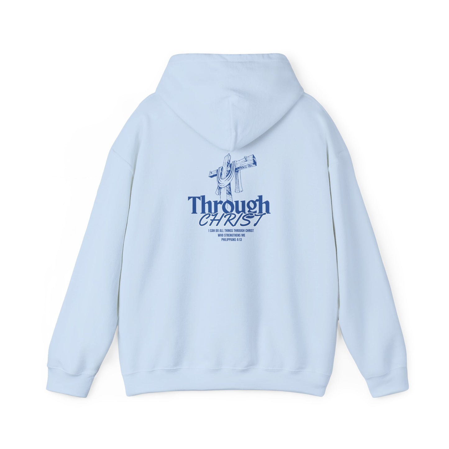 Through Christ Unisex Christian Hoodie | GV Gold Monogram Collection Philippians 4:13 Bible Verse Faith Streetwear Apparel