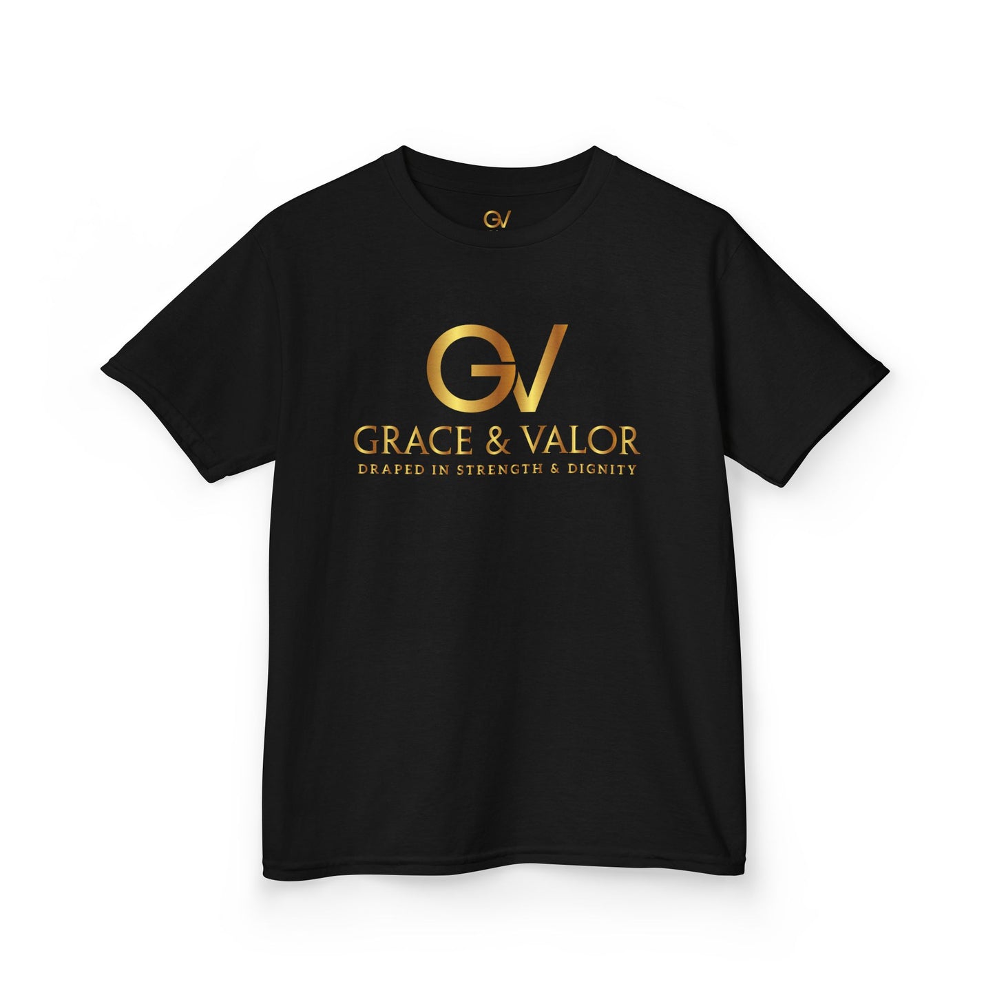 Kids Grace & Valor Tee Gold font total - God Favors Me Design - Stylish Cotton Shirt