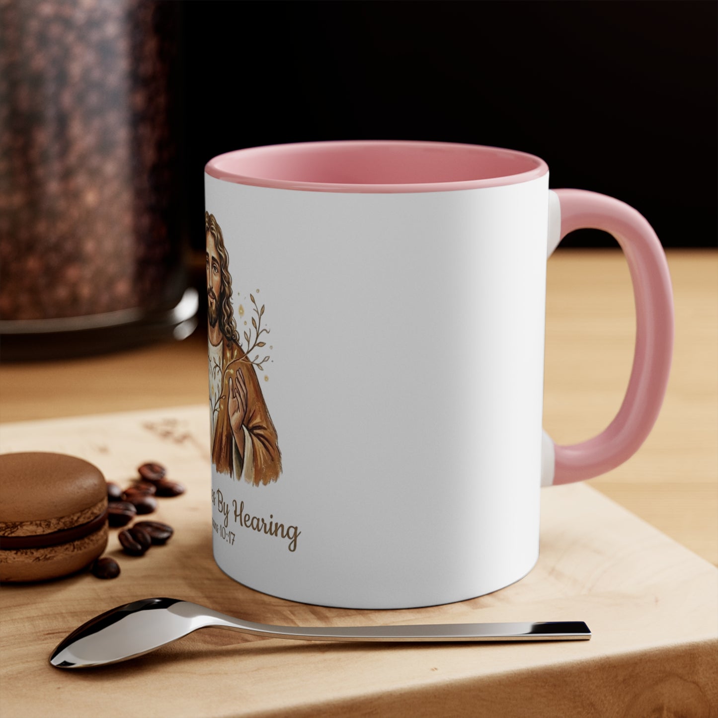 Faith-Based Christian Mug – Faith Comes By Hearing Jesus Coffee Cup | Encouraging Religious Gift for Christians | Inspirational Christian Drinkware