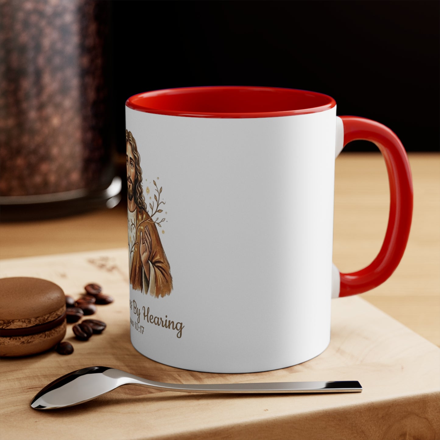 Faith-Based Christian Mug – Faith Comes By Hearing Jesus Coffee Cup | Encouraging Religious Gift for Christians | Inspirational Christian Drinkware