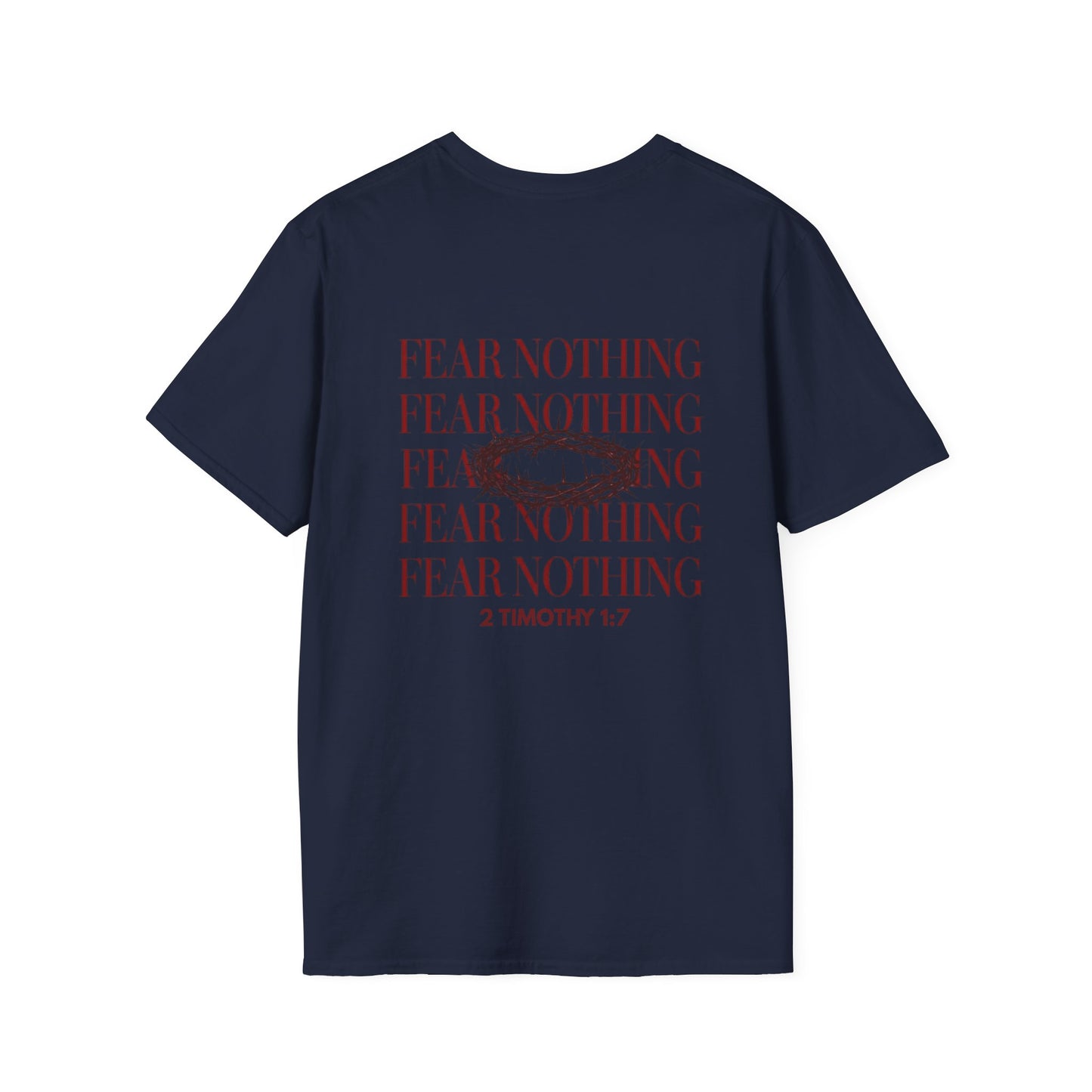 Fear Nothing Unisex Christian T-Shirt | GV Gold Monogram Collection Faith Over Fear  2 Timothy 1:7 Bible Verse Streetwear Apparel