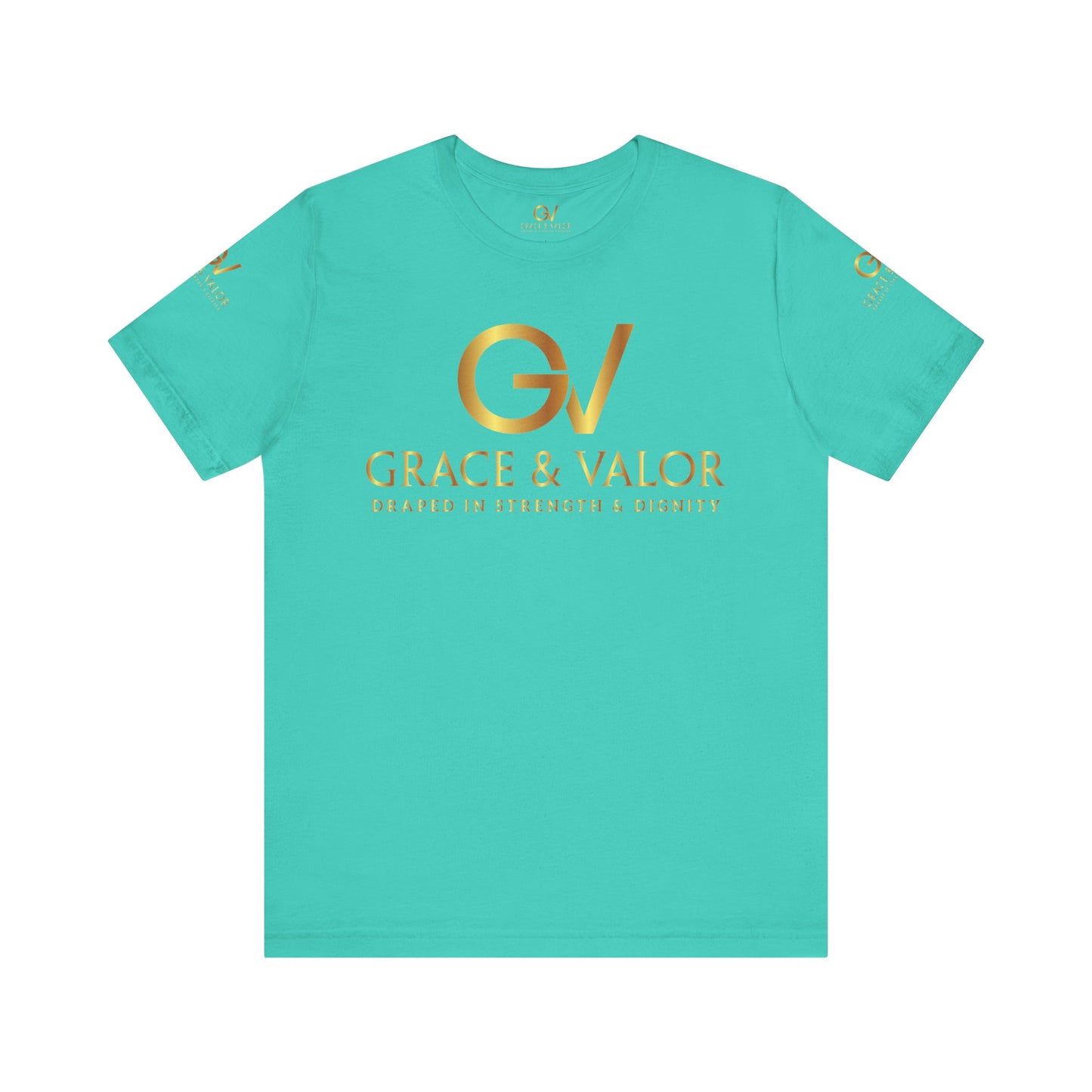 GV All Gold font God Favors - Grace & Valor Unisex Jersey Short Sleeve Tee - Strength & Dignity Apparel