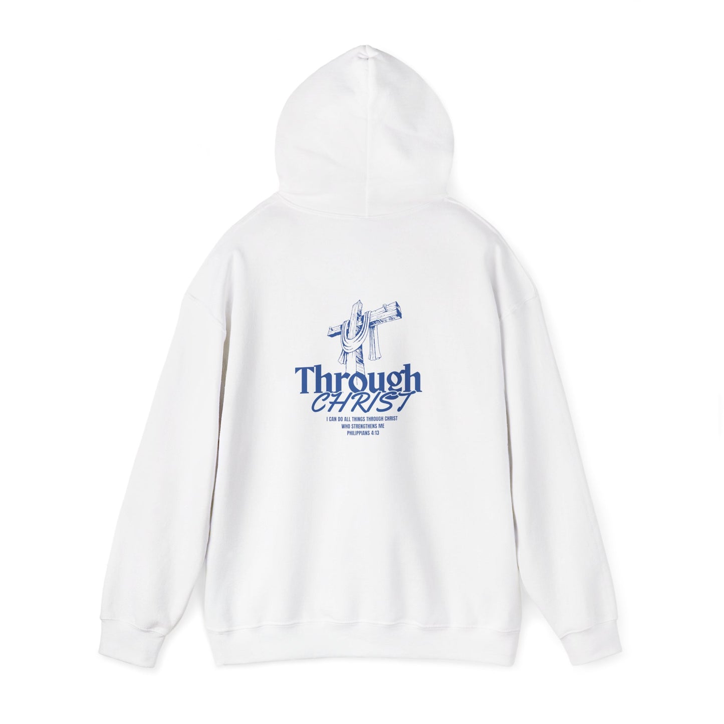Through Christ Unisex Christian Hoodie | GV Gold Monogram Collection Psalm 16:8 Bible Verse Faith Streetwear Apparel
