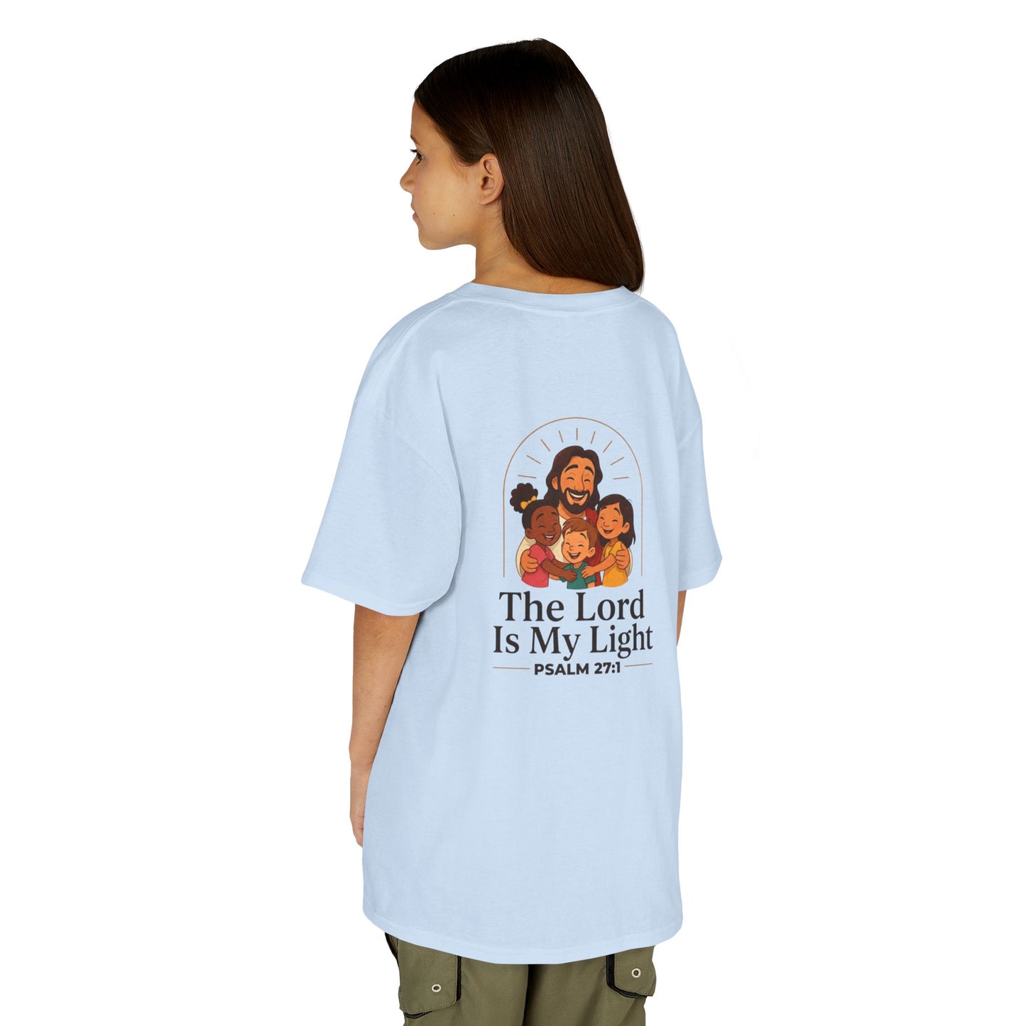 The Lord Is My Light Kids Christian T-Shirt | Psalm 27:1 Bible Verse Shirt Grace and Valor Collection Faith-Based Youth Apparel