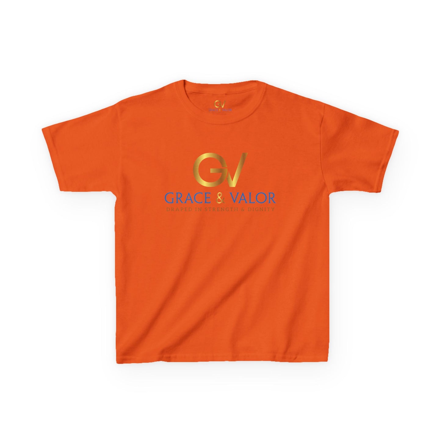Kids Grace & Valor Tee Gold Original font total - God Favors Me Design - Stylish Cotton Shirt