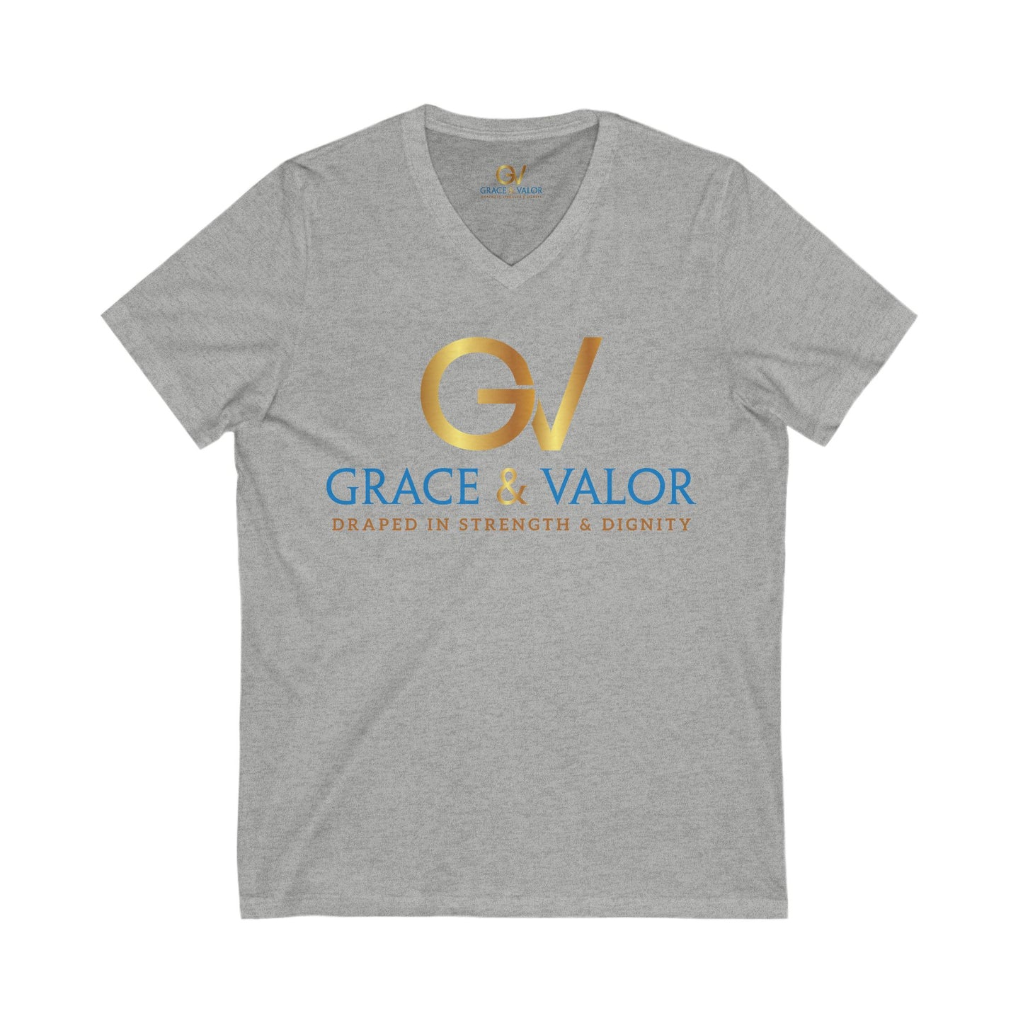 Inspirational Unisex V-Neck Tee - "God Favors Me" Gold Original Logo