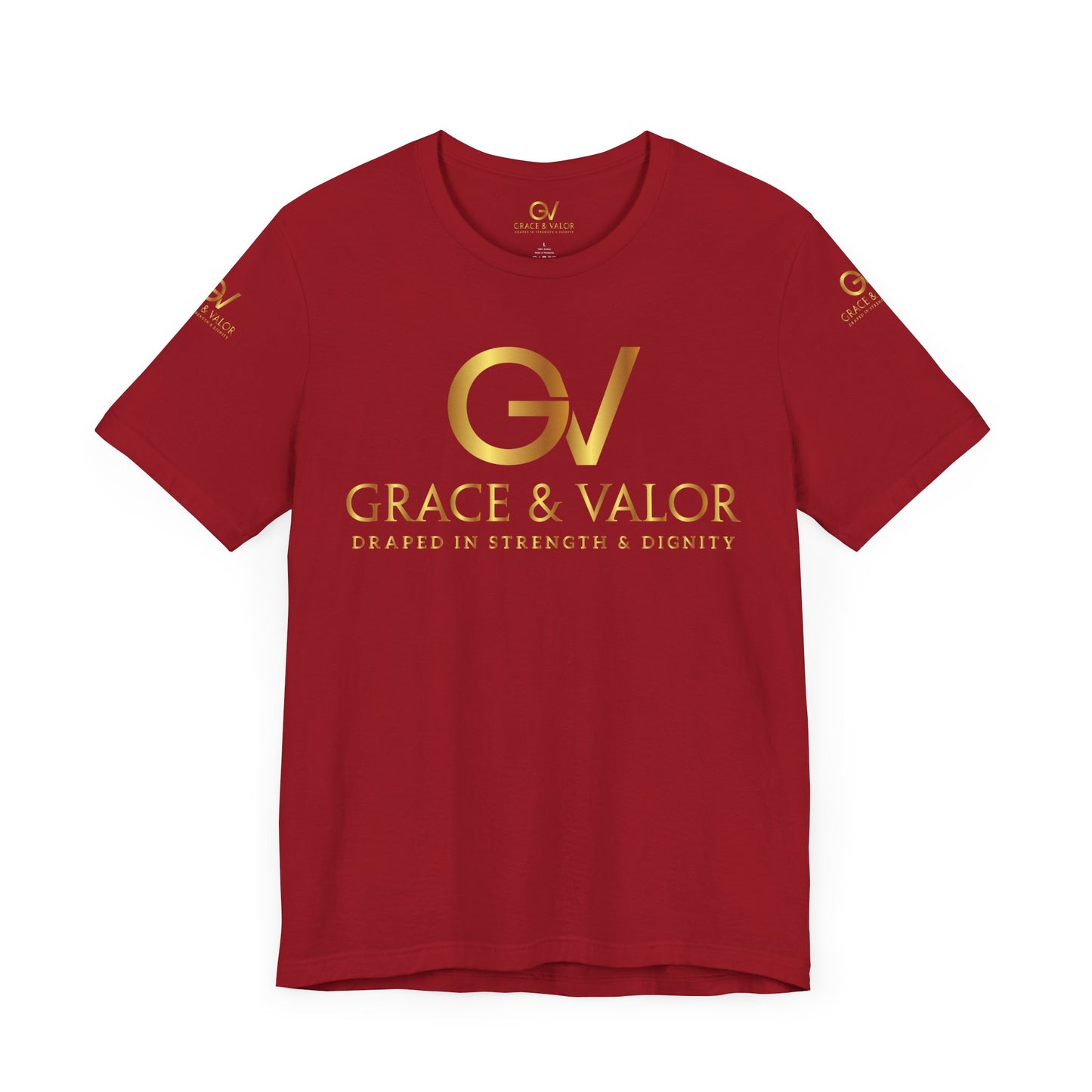 GV All Gold font God Favors - Grace & Valor Unisex Jersey Short Sleeve Tee - Strength & Dignity Apparel