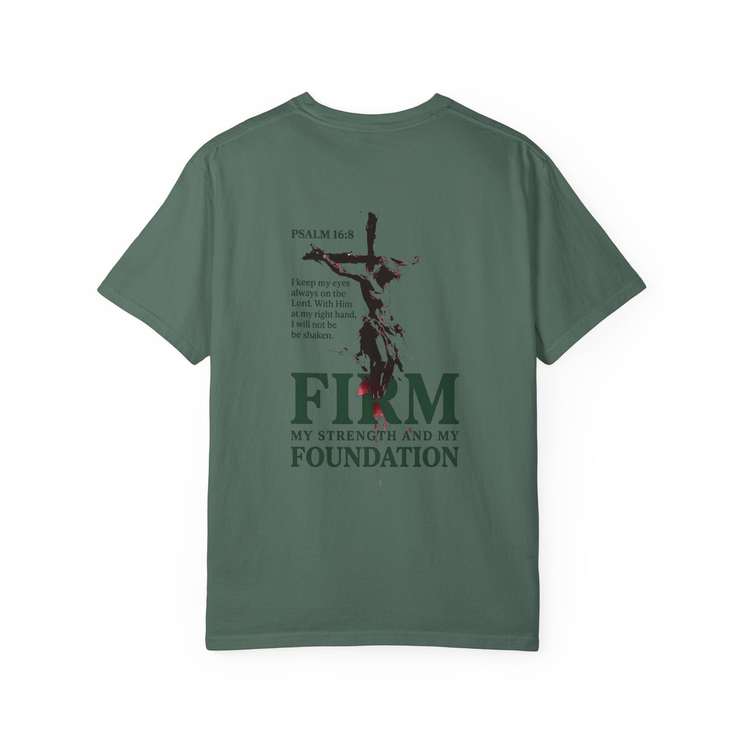 Firm Foundation Unisex Christian T-Shirt | GV Gold Monogram Collection Psalm 16:8 Bible Verse Faith Streetwear Apparel
