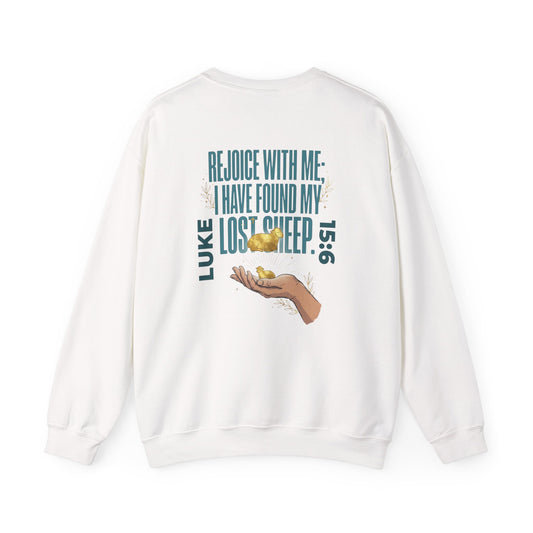 Rejoice With Me Lost Sheep Unisex Christian Sweatshirt | GV Gold Monogram Collection Luke 15:6 Bible Verse Faith Streetwear Apparel