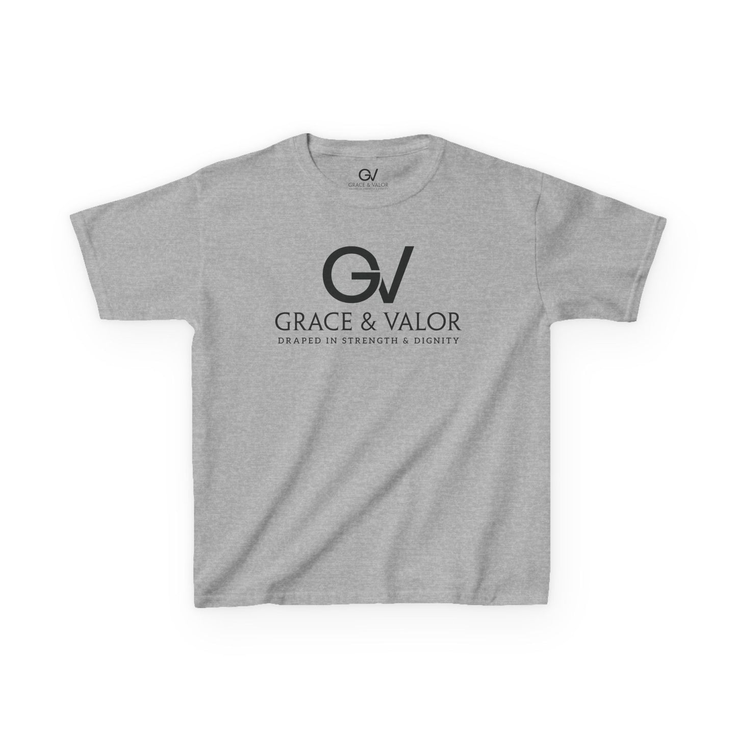 Kids Grace & Valor Tee Black font total - God Favors Me Floral Design - Stylish Cotton Shirt