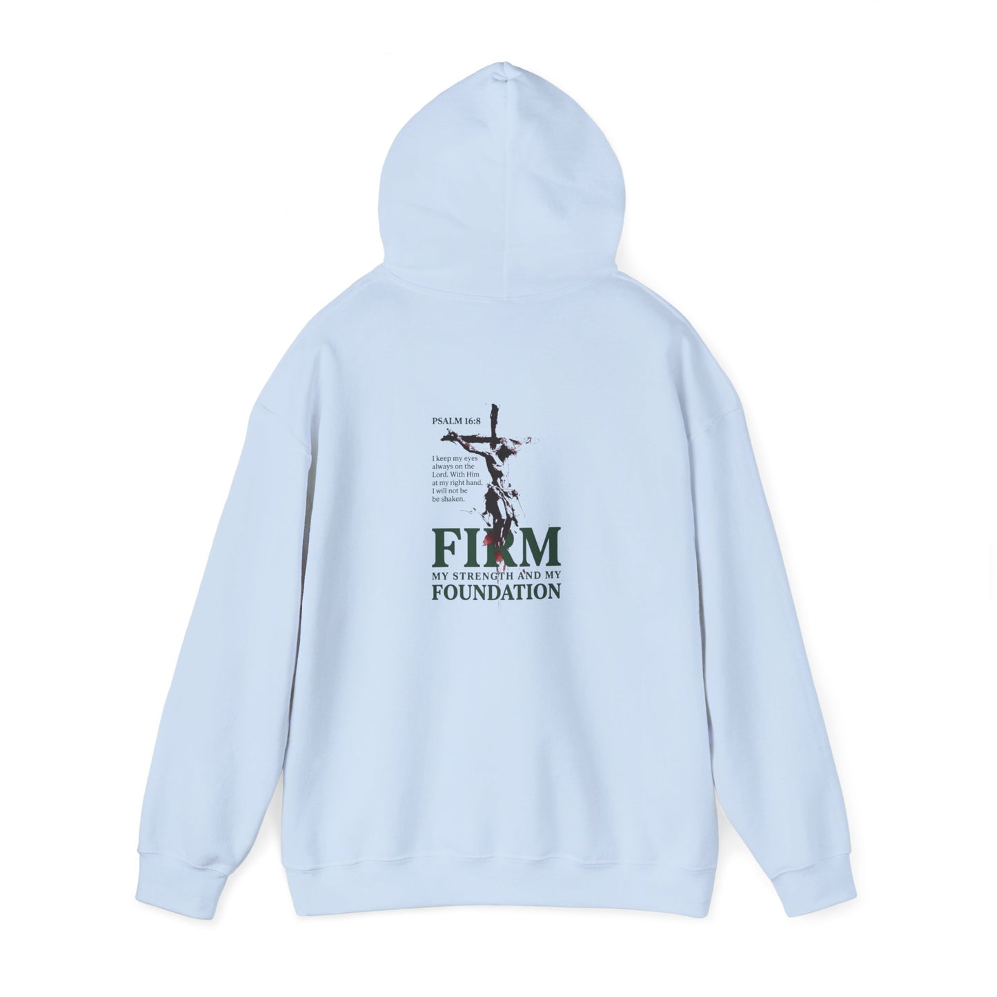 Firm Foundation Unisex Christian Hoodie | GV Gold Monogram Collection Psalm 16:8 Bible Verse Faith Streetwear Apparel