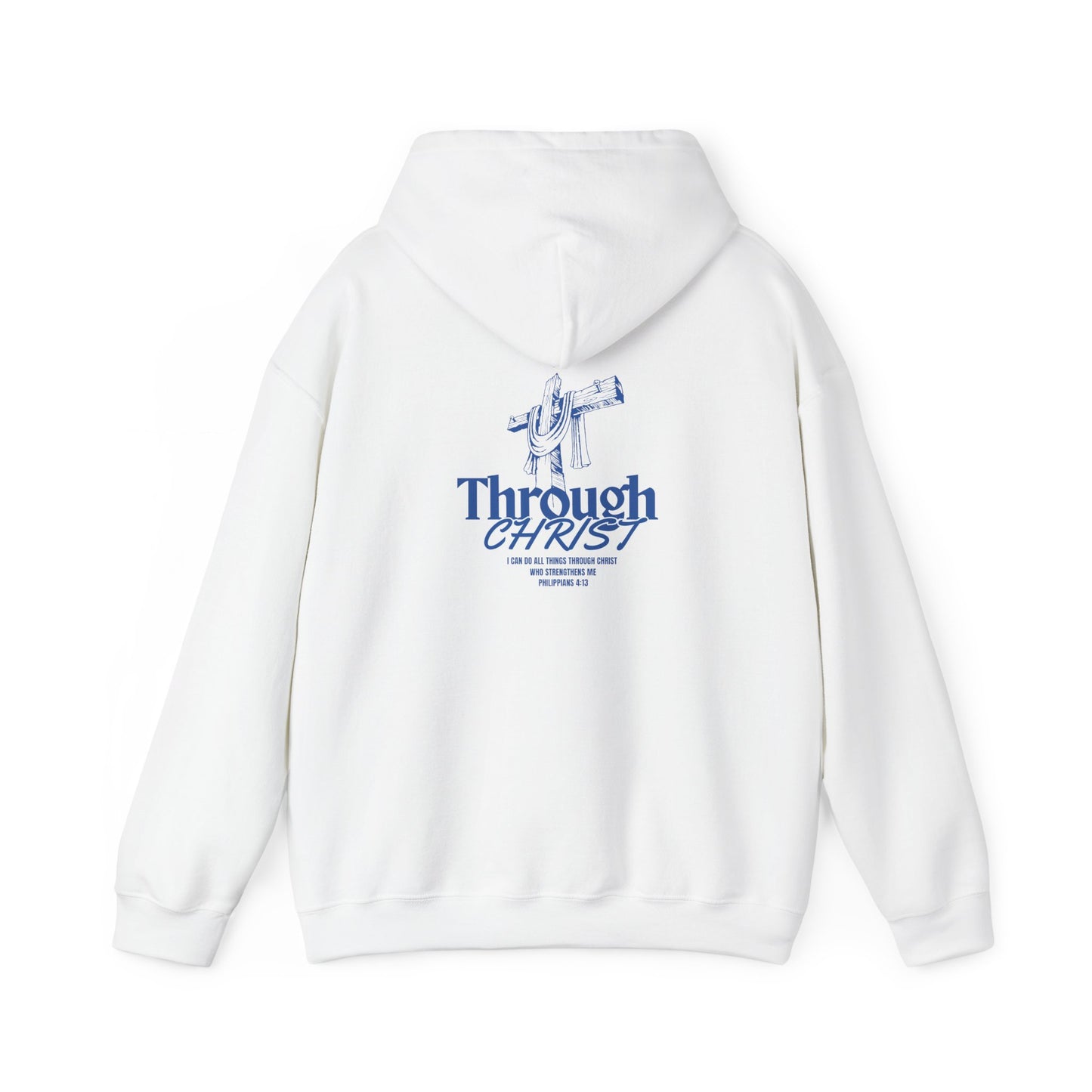 Through Christ Unisex Christian Hoodie | GV Gold Monogram Collection Philippians 4:13 Bible Verse Faith Streetwear Apparel