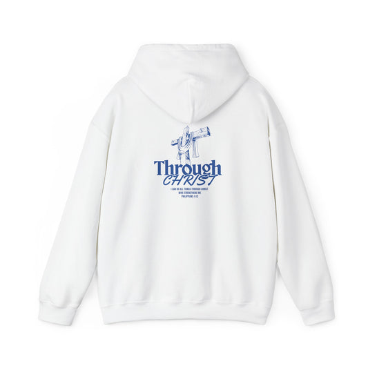 Through Christ Unisex Christian Hoodie | GV Gold Monogram Collection Philippians 4:13 Bible Verse Faith Streetwear Apparel