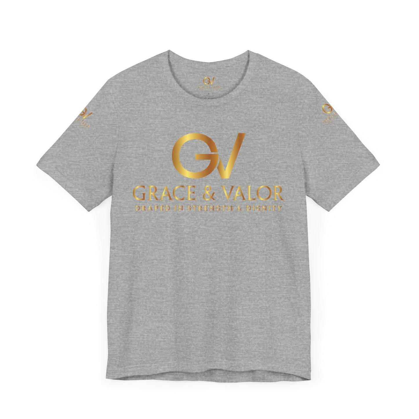GV All Gold font God Favors - Grace & Valor Unisex Jersey Short Sleeve Tee - Strength & Dignity Apparel