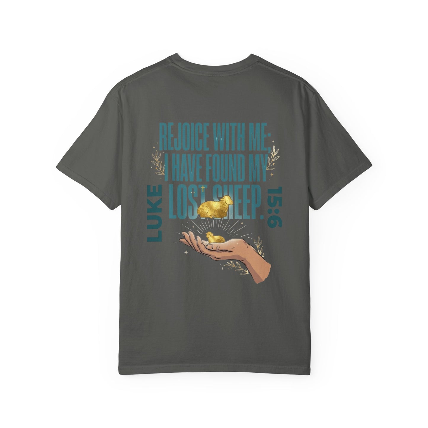Rejoice With Me Lost Sheep Unisex Christian T-Shirt | Grace and Valor Signature Collection Luke 15:6 Bible Verse Faith Streetwear Apparel