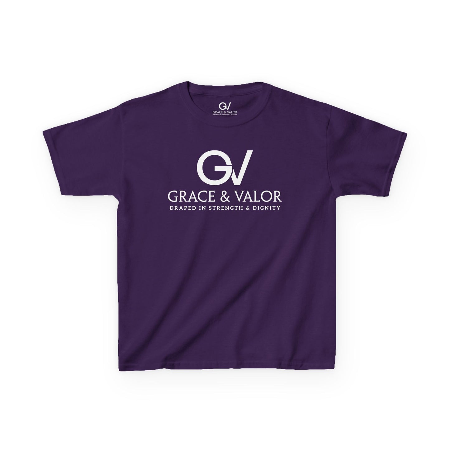 Kids Grace & Valor Tee White font total - God Favors Me Floral Design - Stylish Cotton Shirt