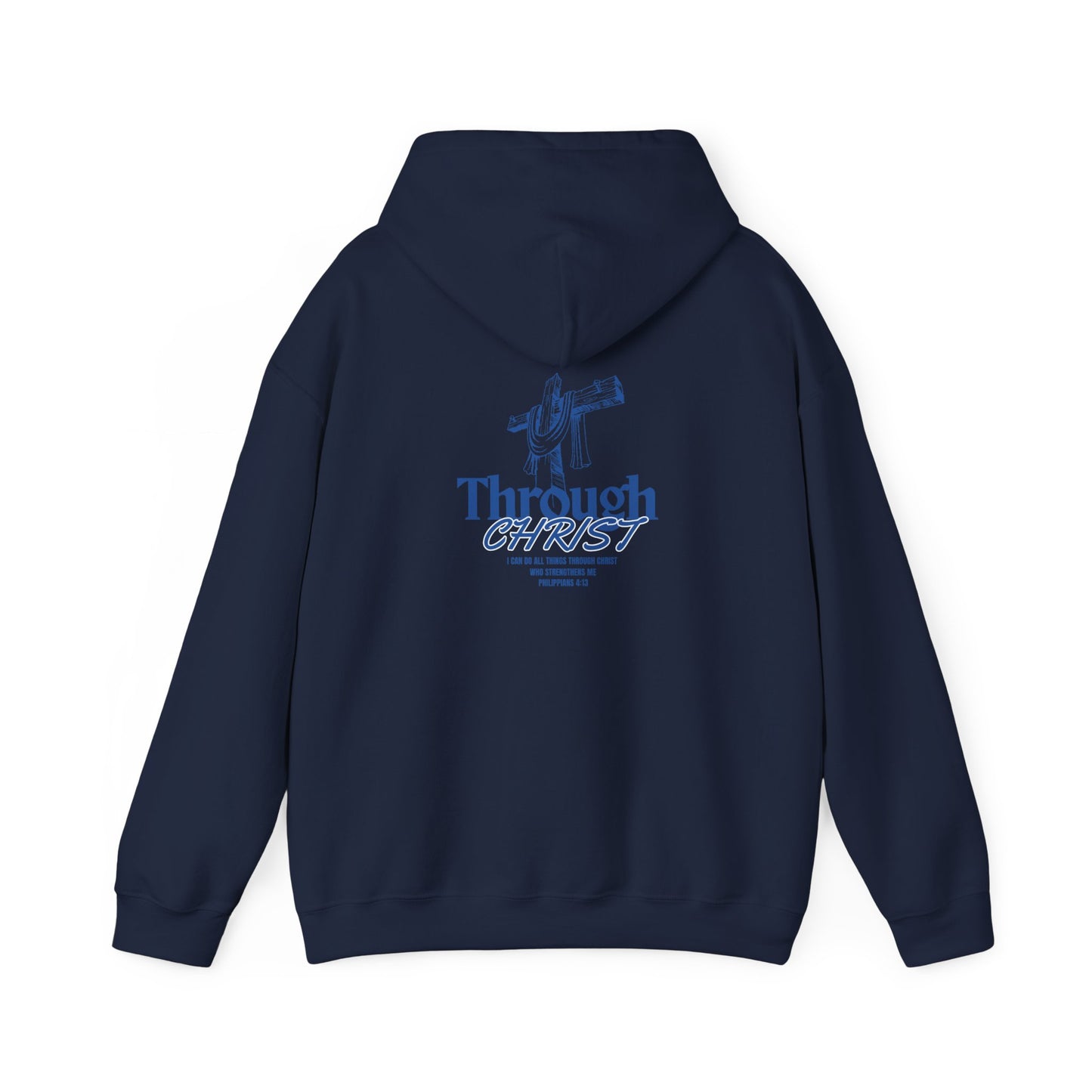 Through Christ Unisex Christian Hoodie | GV Gold Monogram Collection Philippians 4:13 Bible Verse Faith Streetwear Apparel