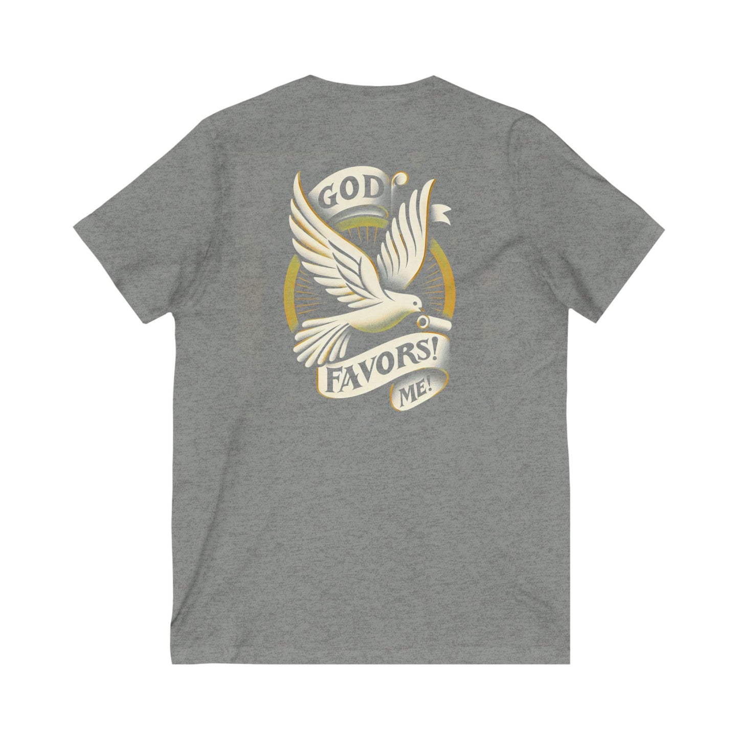 Inspirational Unisex V-Neck Tee - "God Favors Me" White font