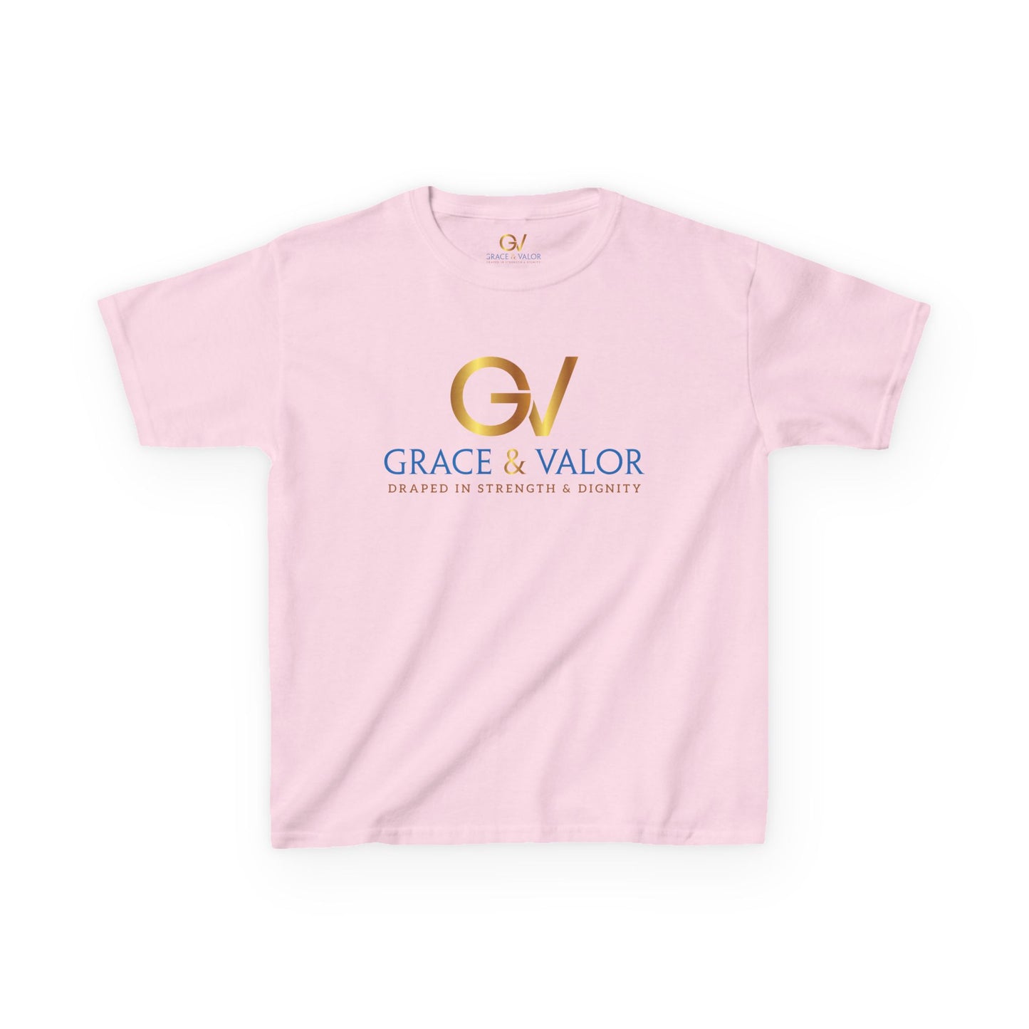 Kids Grace & Valor Tee Gold Original font total - God Favors Me Design - Stylish Cotton Shirt