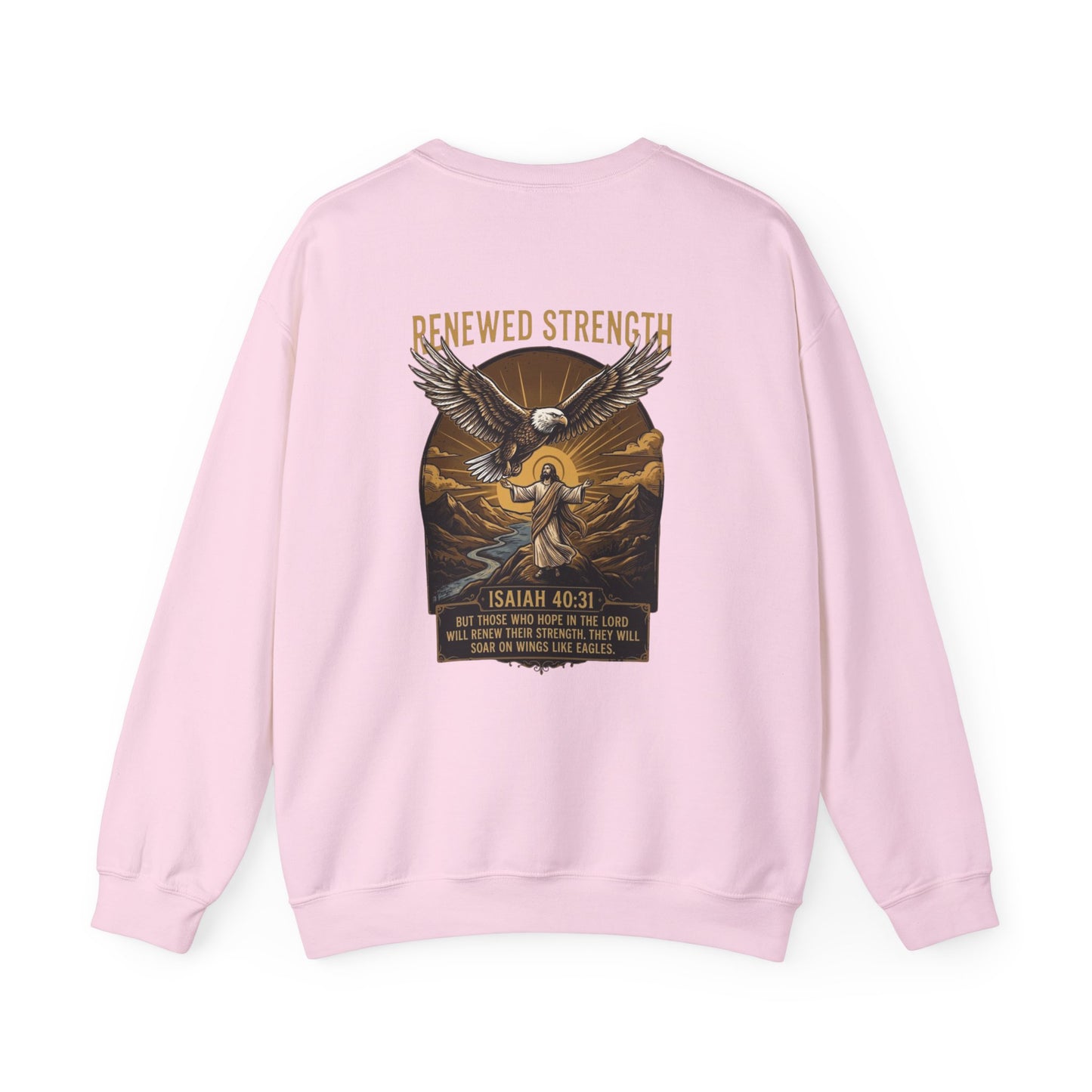 Renewed Strength Unisex Christian Sweatshirt | GV Gold Monogram Collection Isaiah 40:31 Bible Verse Faith Streetwear Apparel