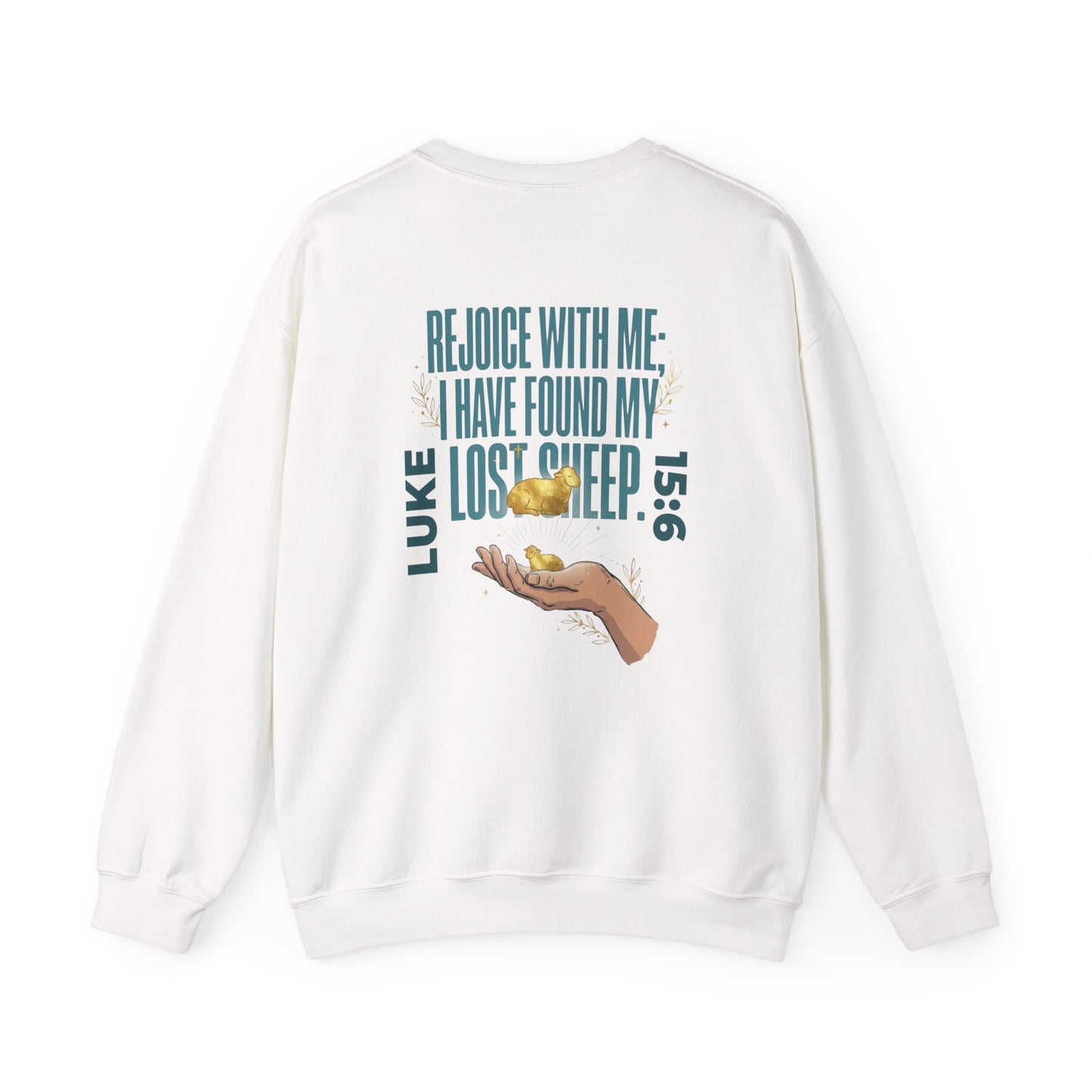 Rejoice With Me Lost Sheep Unisex Christian Sweatshirt | GV Gold Monogram Collection Luke 15:6 Bible Verse Faith Streetwear Apparel