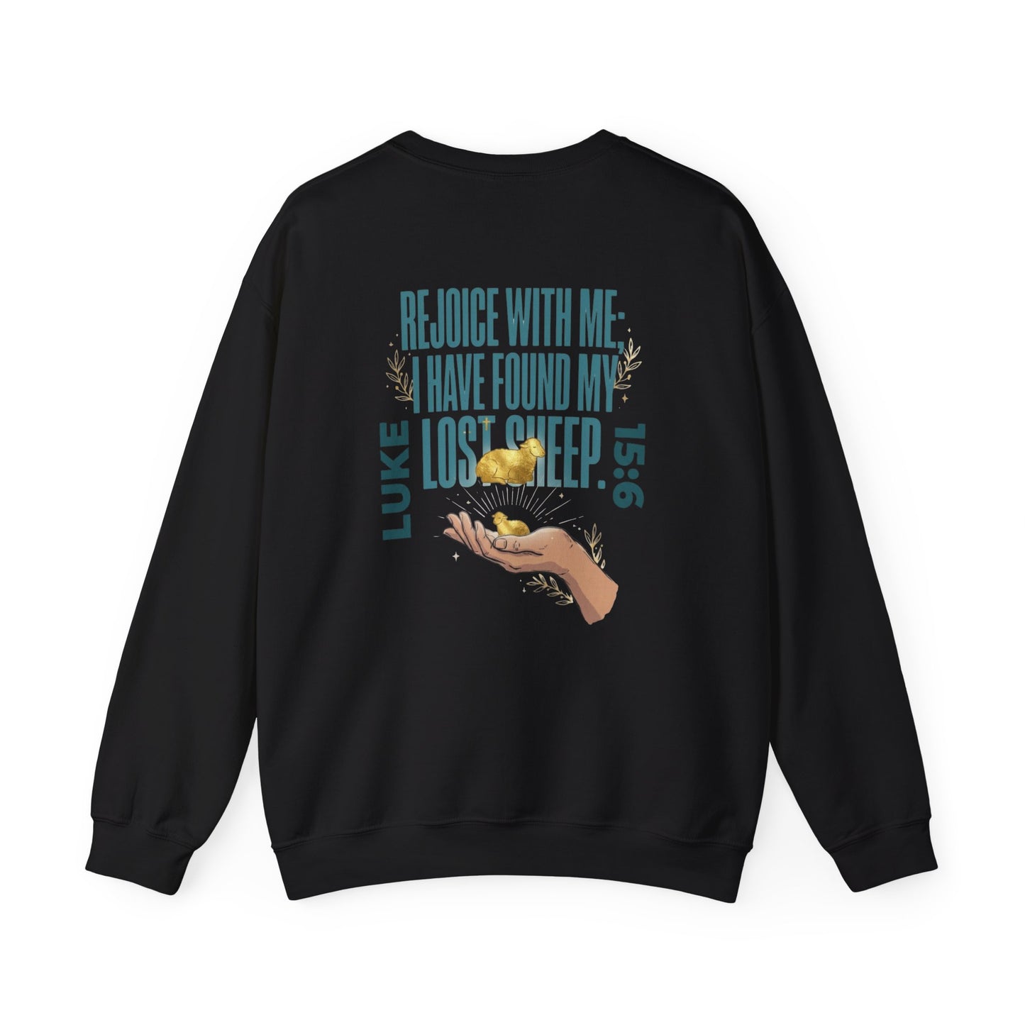Rejoice With Me Lost Sheep Unisex Christian Sweatshirt | GV Gold Monogram Collection Luke 15:6 Bible Verse Faith Streetwear Apparel