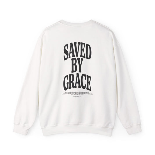 Saved by Grace Unisex Christian Sweatshirt | GV Gold Monogram Collection Ephesians 2:8 Bible Verse Faith Streetwear Apparel