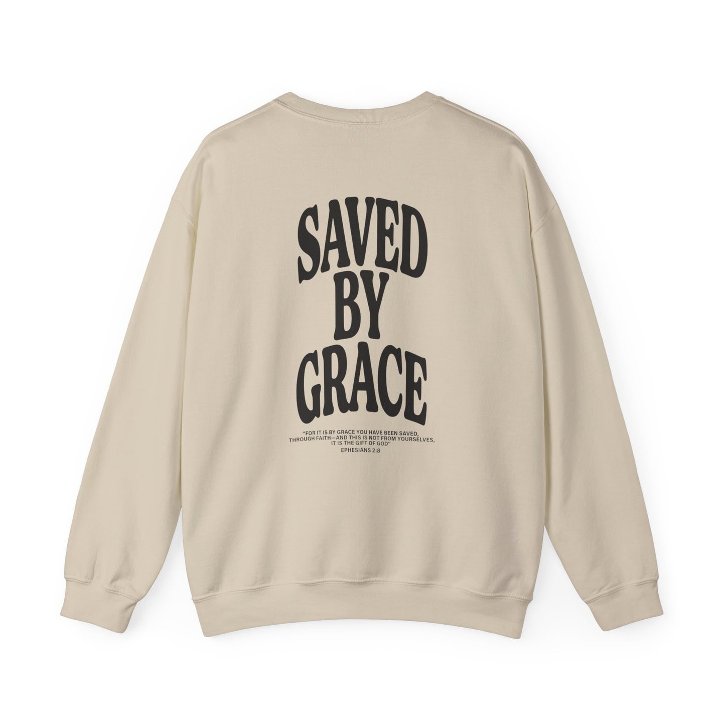 Saved by Grace Unisex Christian Sweatshirt | GV Gold Monogram Collection Ephesians 2:8 Bible Verse Faith Streetwear Apparel