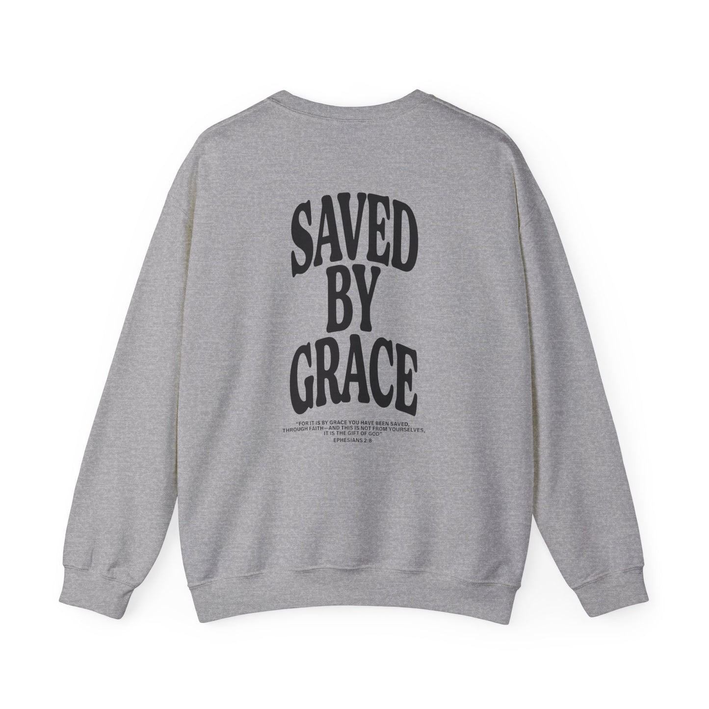 Saved by Grace Unisex Christian Sweatshirt | GV Gold Monogram Collection Ephesians 2:8 Bible Verse Faith Streetwear Apparel