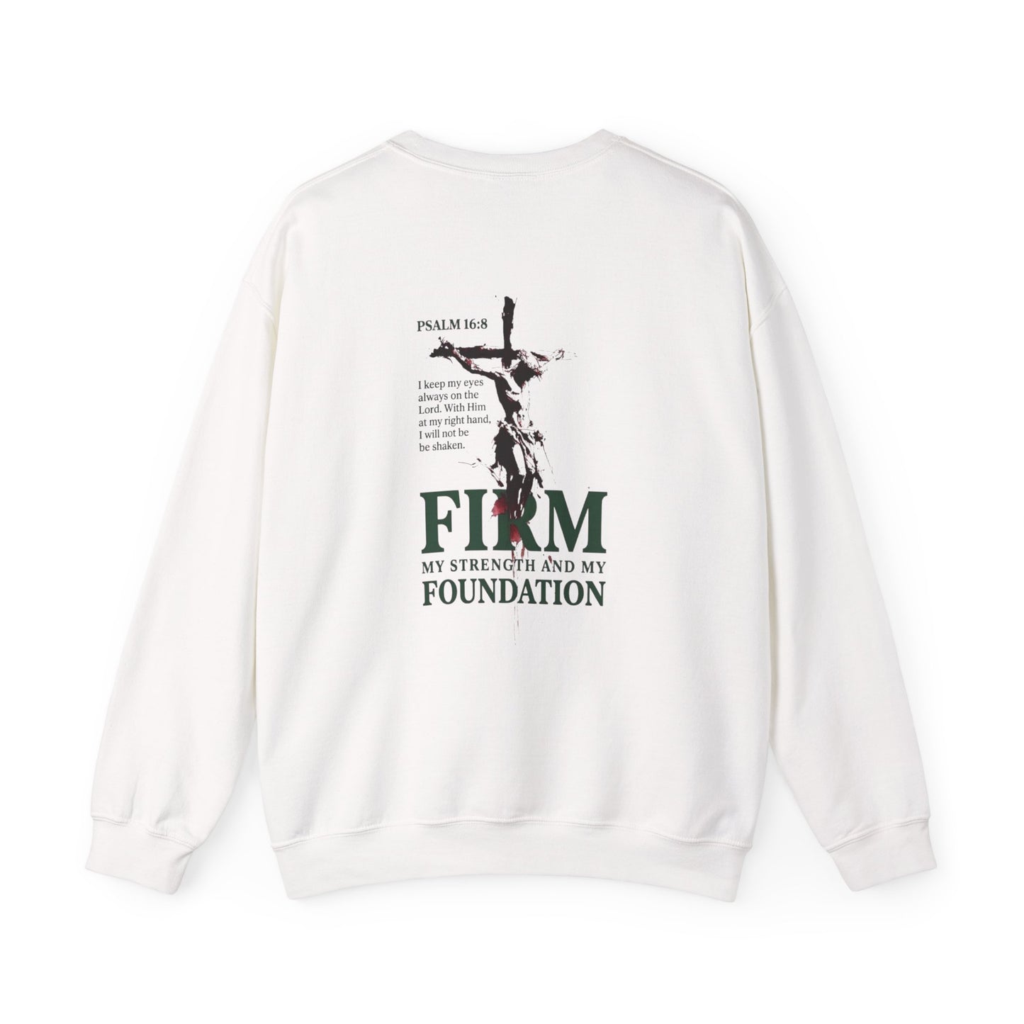 Firm Foundation Unisex Christian Sweatshirt | GV Gold Monogram Collection Psalm 16:8 Bible Verse Faith Streetwear Apparel