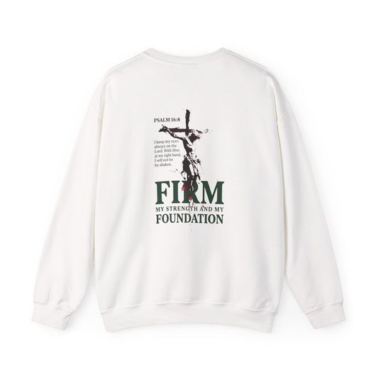 Firm Foundation Unisex Christian Sweatshirt | GV Gold Monogram Collection Psalm 16:8 Bible Verse Faith Streetwear Apparel