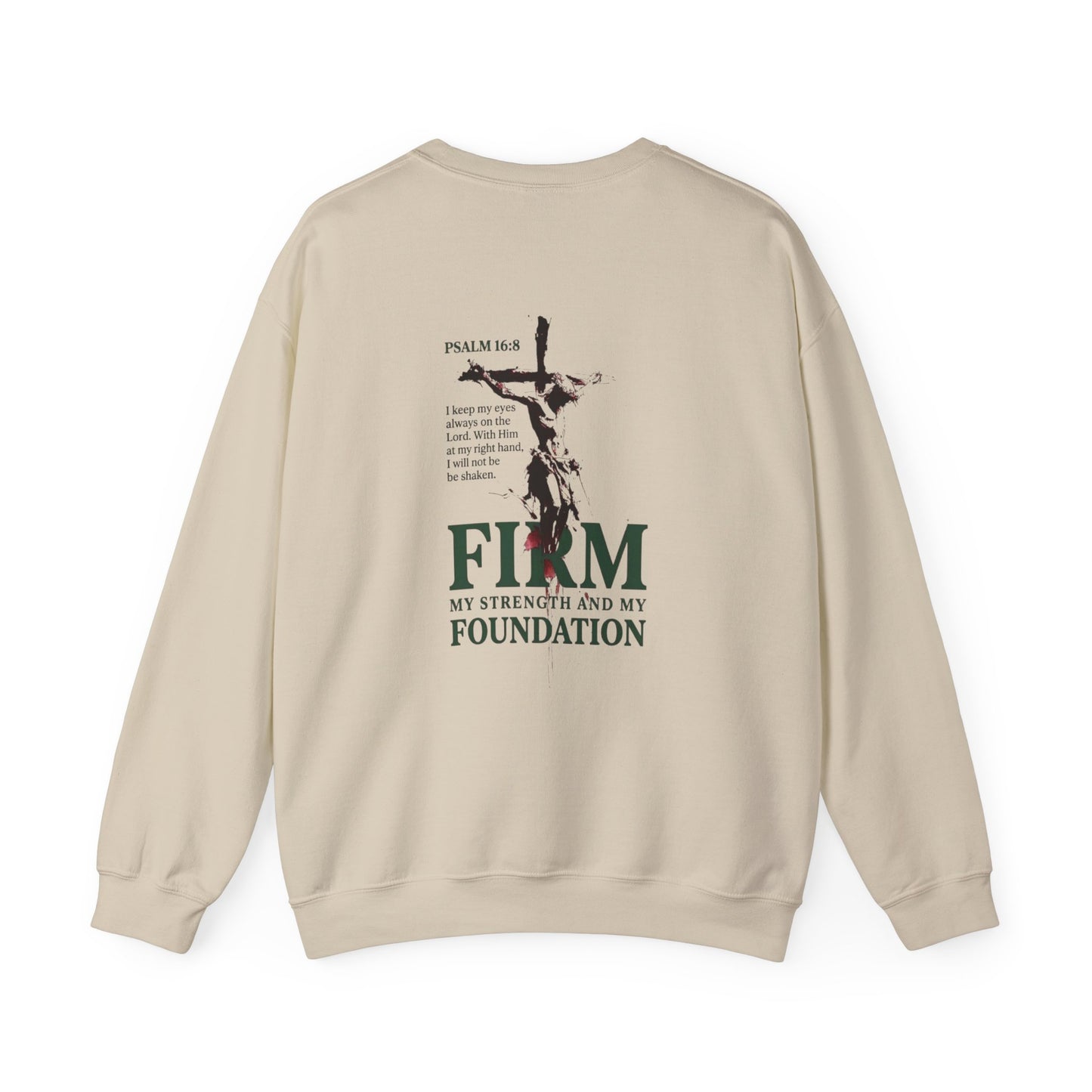 Firm Foundation Unisex Christian Sweatshirt | GV Gold Monogram Collection Psalm 16:8 Bible Verse Faith Streetwear Apparel
