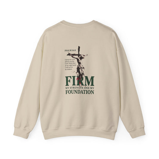 Firm Foundation Unisex Christian Sweatshirt | GV Gold Monogram Collection Psalm 16:8 Bible Verse Faith Streetwear Apparel