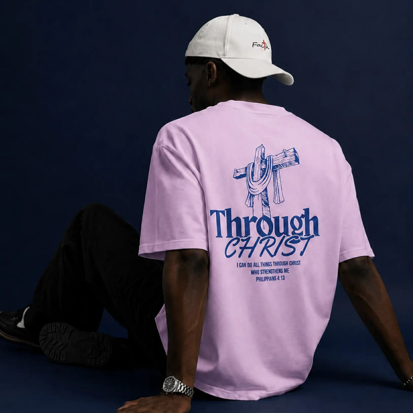 Through Christ Unisex Christian T-Shirt | GV Gold Monogram Collection Philippians 4:13 Bible Verse Faith Streetwear Apparel