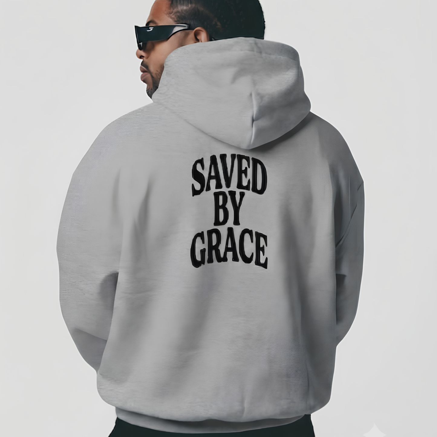 Saved by Grace Unisex Christian Hoodie | GV Gold Monogram Collection Ephesians 2:8 Bible Verse Faith Streetwear Apparel
