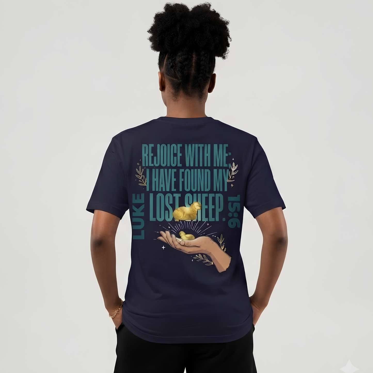 Rejoice With Me Lost Sheep Unisex Christian T-Shirt | GV Gold Monogram Collection Luke 15:6 Bible Verse Faith Streetwear Apparel
